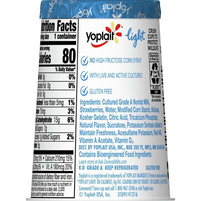 Light yogurt nutrition facts