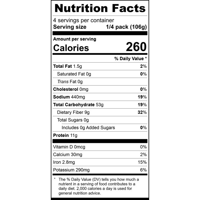 Protein noodles nutrition facts