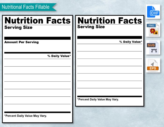 Nutrition facts blank template